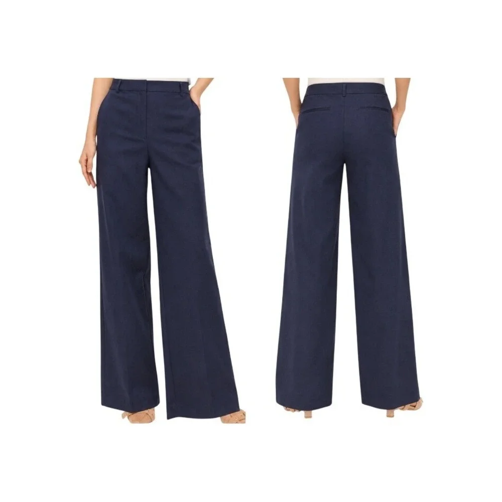 Ann Taylor Womens 12T Navy The Wide Leg Pant in Doubleweave